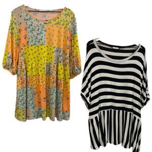 Lot of 2 Chicksoul Tiered Tops Women’s 2XL